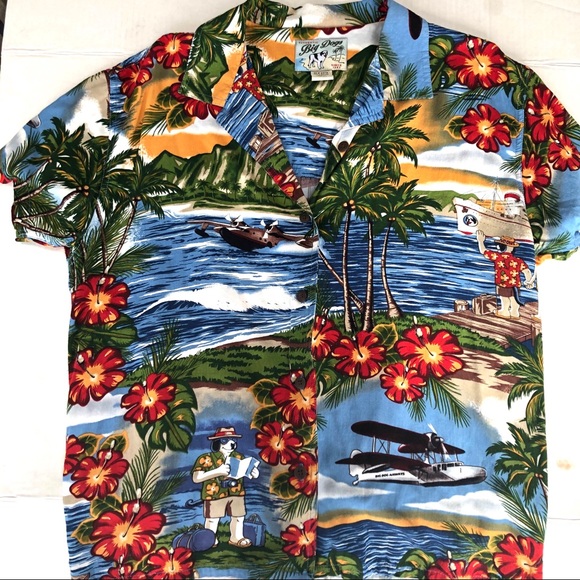 Big Dogs medium Hawaiian shirt.  Dogs on vacation - Picture 2 of 14